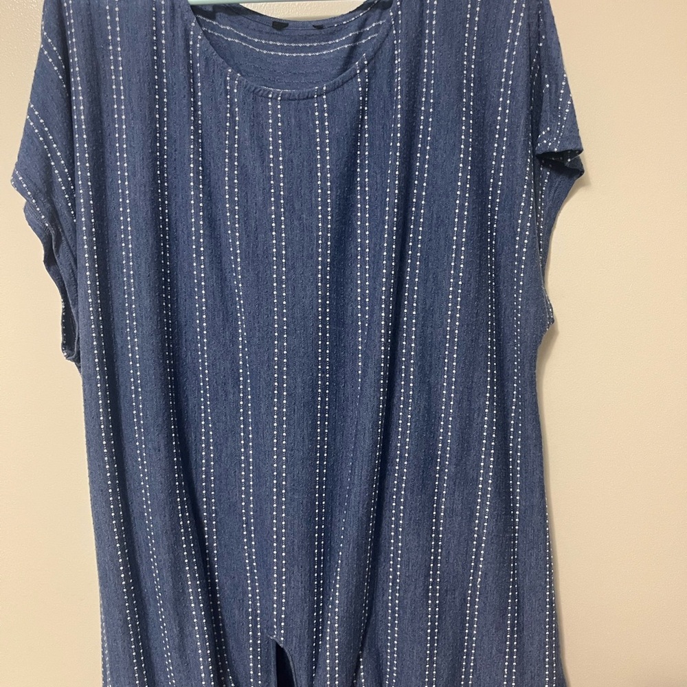 Women’s Navy Blue Striped Short Sleeve Top